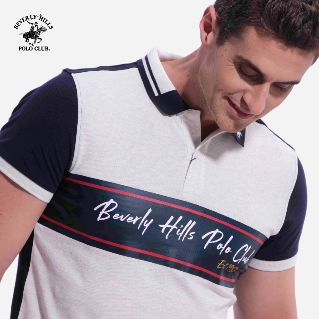 Beverly Hills Polo Club - Áo polo Ngắn tay Nam Slim Fit Xám melange GM- BHPC PMSSW21TL012