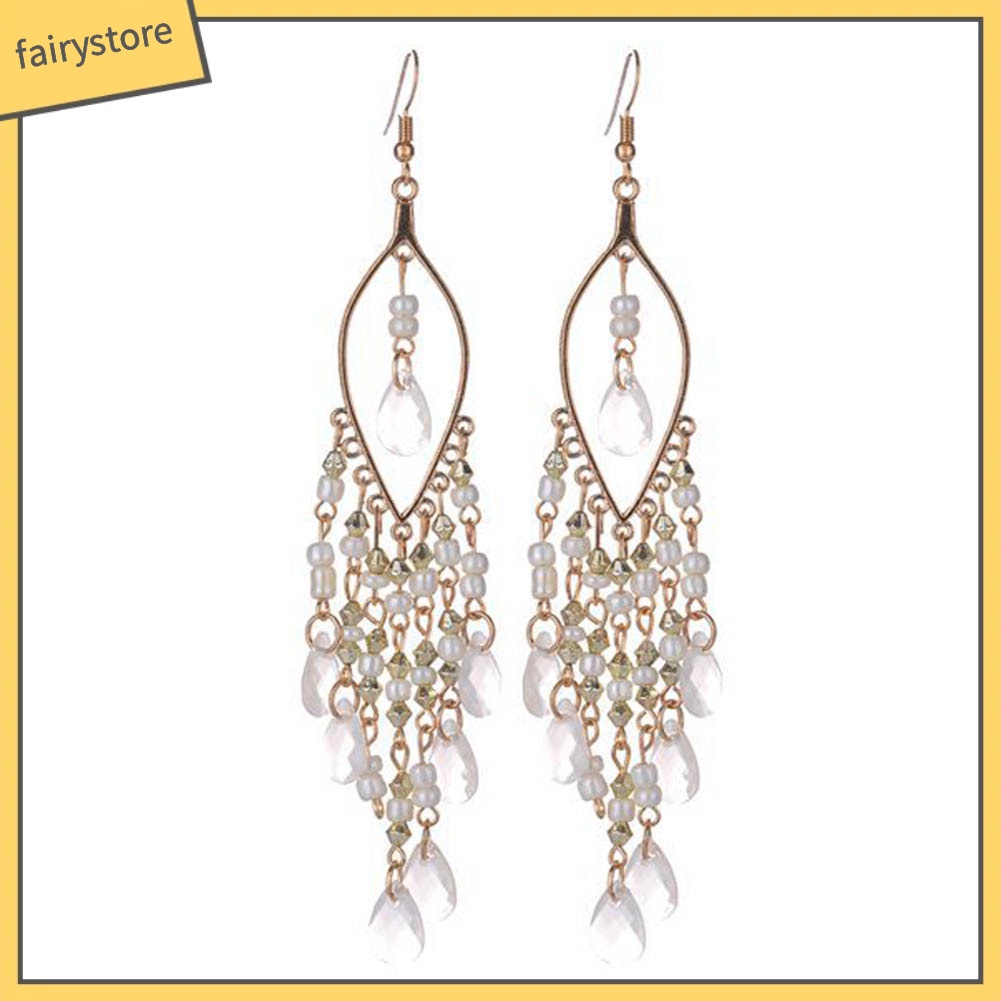 Khuyên Tai Xỏ Hạt Tua Rua Phong Cách Bohemia