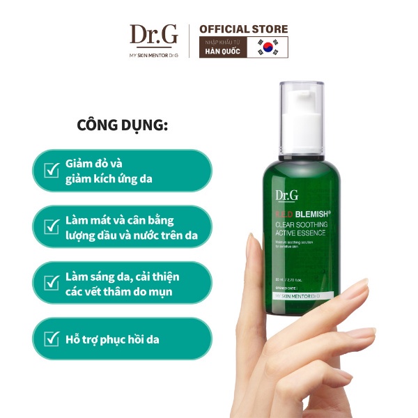Tinh Chất Dr.G 80ml Dưỡng Ẩm, Làm Dịu Da, Giảm Thâm Mụn R.E.D Blemish Clear Soothing Active Essence