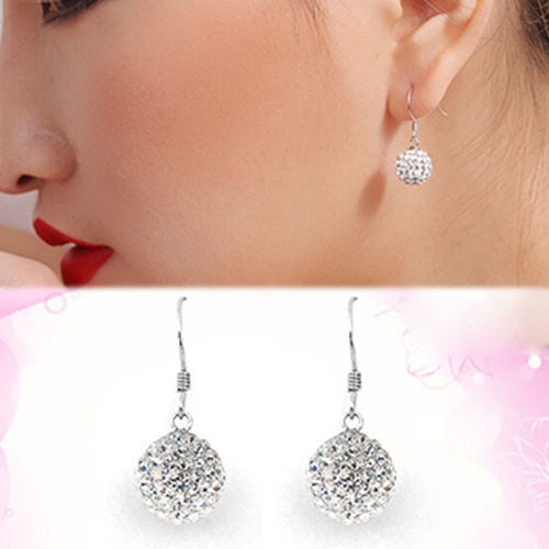 Bông tai đính đá hình quả bóng thời trang thanh lịch cho nữ