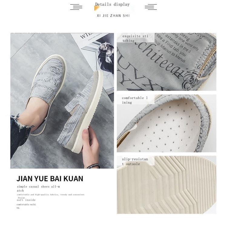 Giày Lười Vải Canvas Thời Trang Hàn Quốc Năng Động Cho Nam