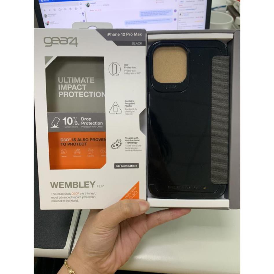 Ốp Iphone chống sốc GEAR4 Wembley FLIP cho Iphone 12Mini/12/12Pro/12Promax - Hàng Chính Hãng