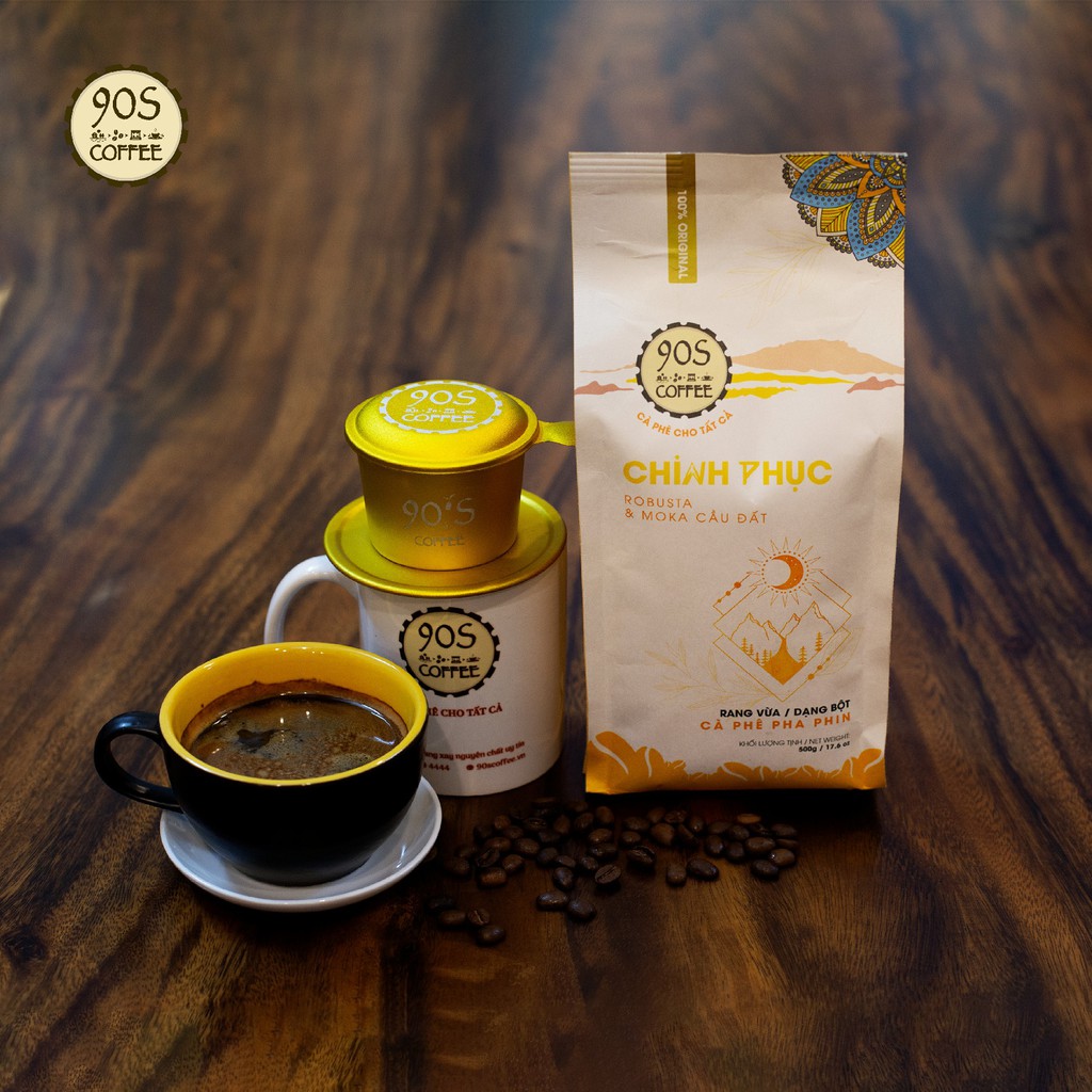 Túi 500Gr Cà Phê Chinh Phục Rang Mộc Nguyên Chất Cao Cấp Chuyên Pha Phin |100% CàPhê Sạch| 90S Coffee Vietnam