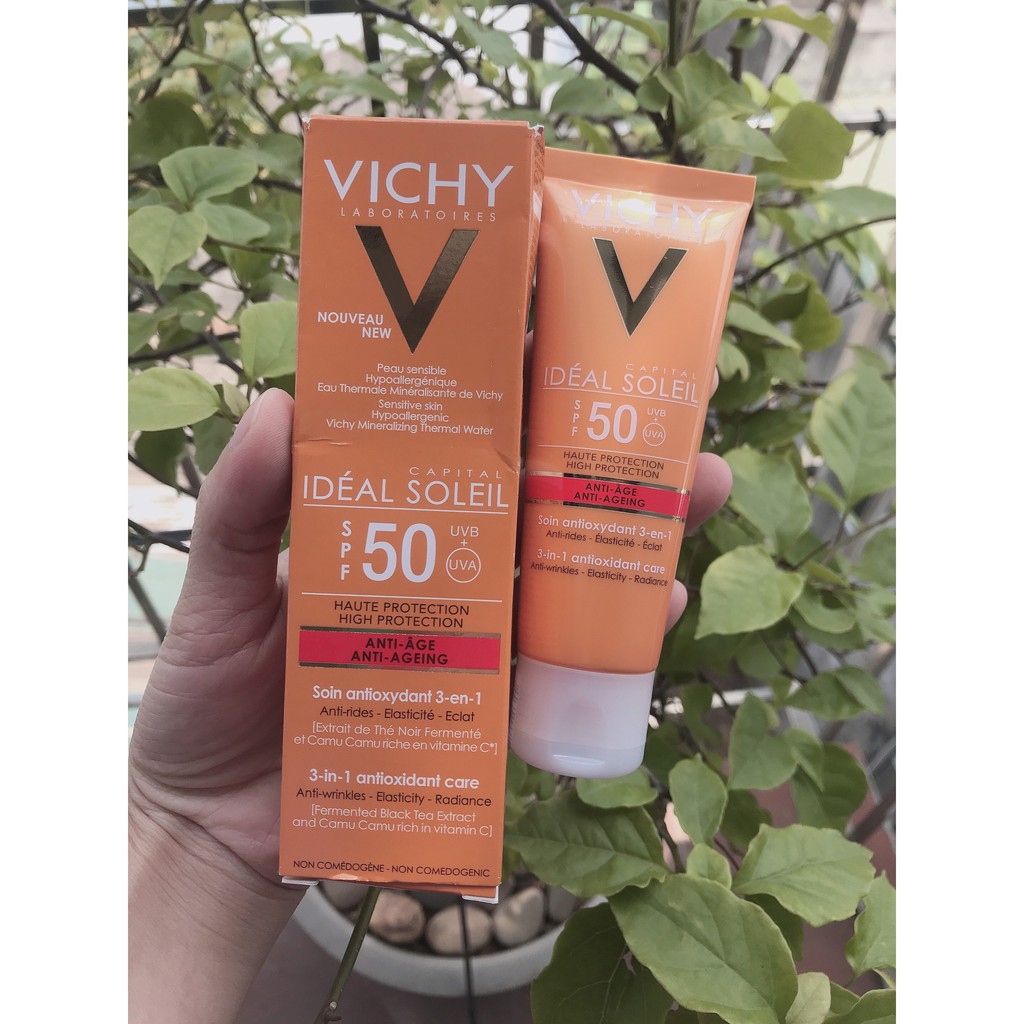 Kem Chống Nắng Ngừa Lão Hóa Da VICHY CAPITAL SOLEIL ANTI-AGEING 3-IN-1 SPF50 50ml (Vichy Nội địa Pháp)