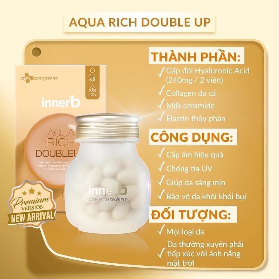 Viên Cấp Nước Và Collagen Cho Da Innerb Aqua Rich Double Up Hàn Quốc 70v Mẫu Mới