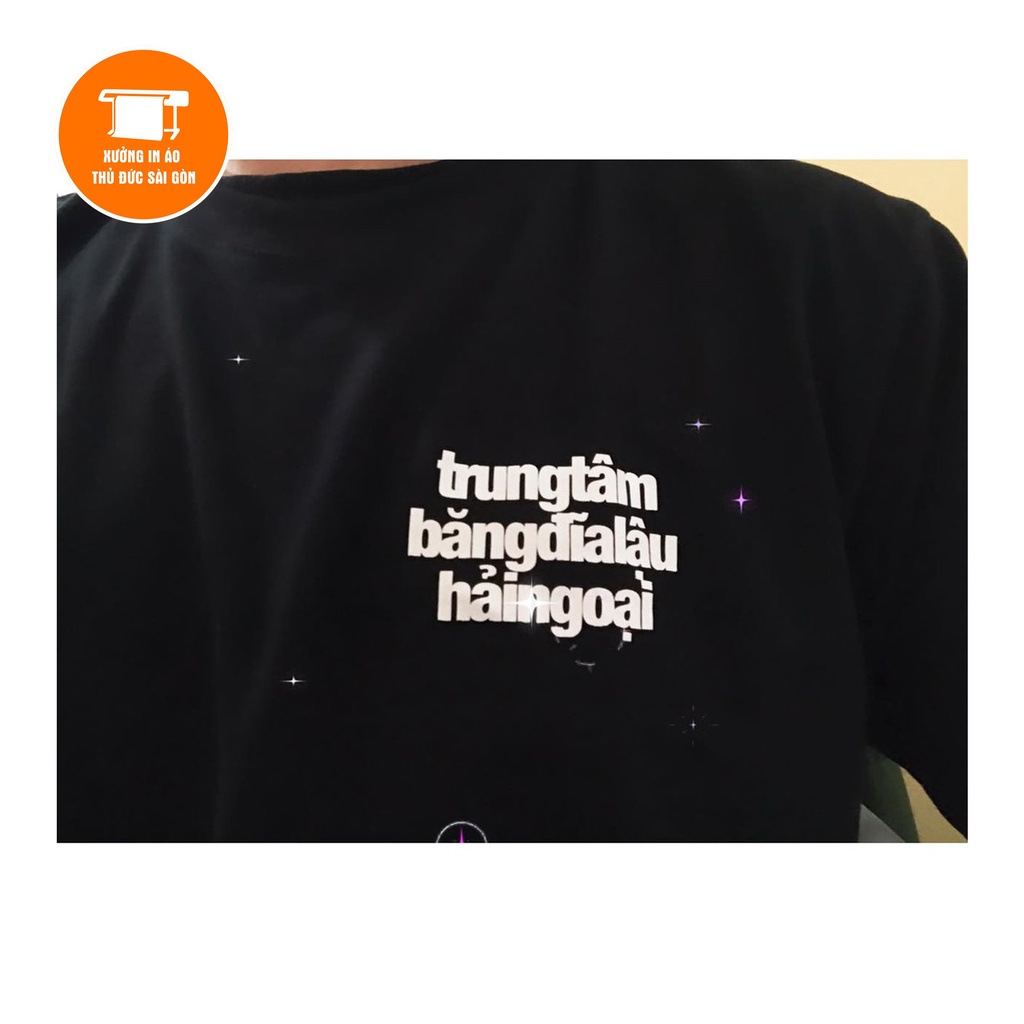 Áo thun Unisex vải cotton trung tâm băng đĩa lậu hải ngoại phản quang