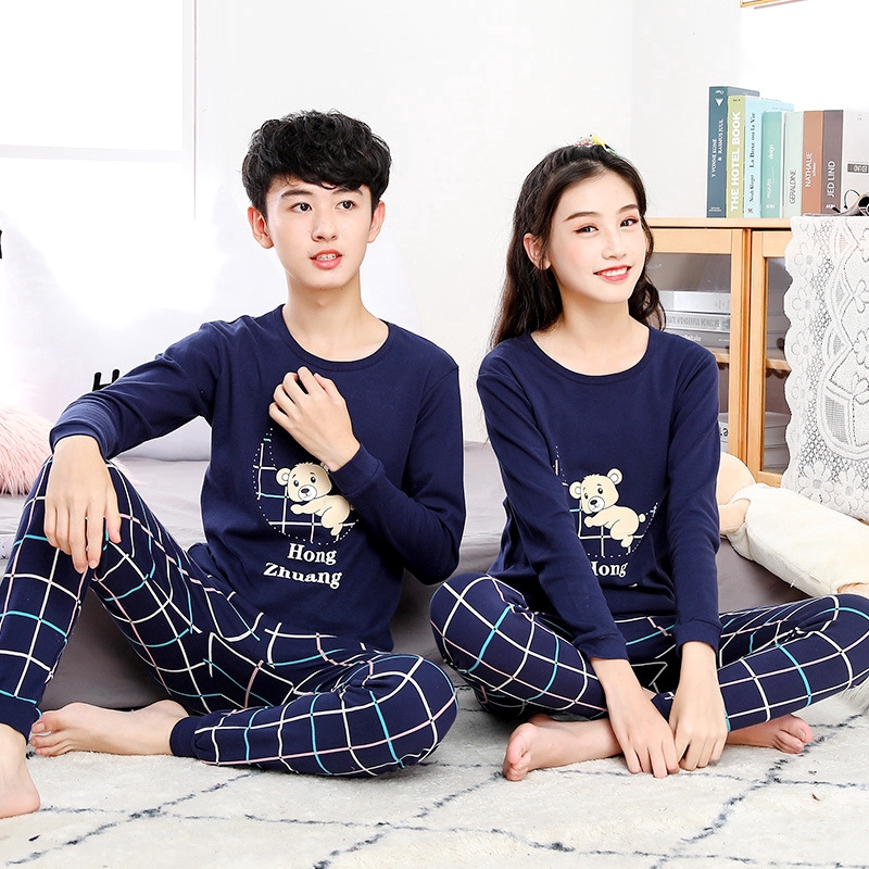 Kids Pyjamas Sleep Wear 2pcs/set Cotton Pajamas 8-18Yrs Teen Boy Homewear Bear Cartoon Underwear Clothes