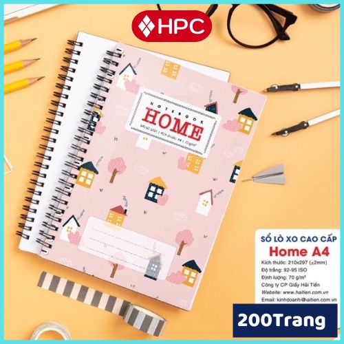 Sổ Tay Sổ Lò Xo A4 200 Trang Giấy Đẹp Gáy Dễ Lật Mở Không Thấm Mực Ra Trang Sau Notebook Ghi Chép Tiện Lợi