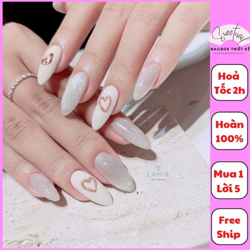 Nailbox thiết kế sơn trơn mắt mèo tặng kèm dùa, keo dán cực xinh Az136