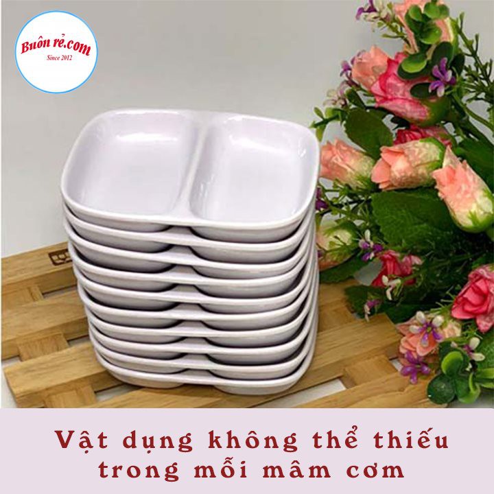 bát đựng gia vị nước chấm , đĩa chấm phíp 2 ngăn nhựa Việt Nhật