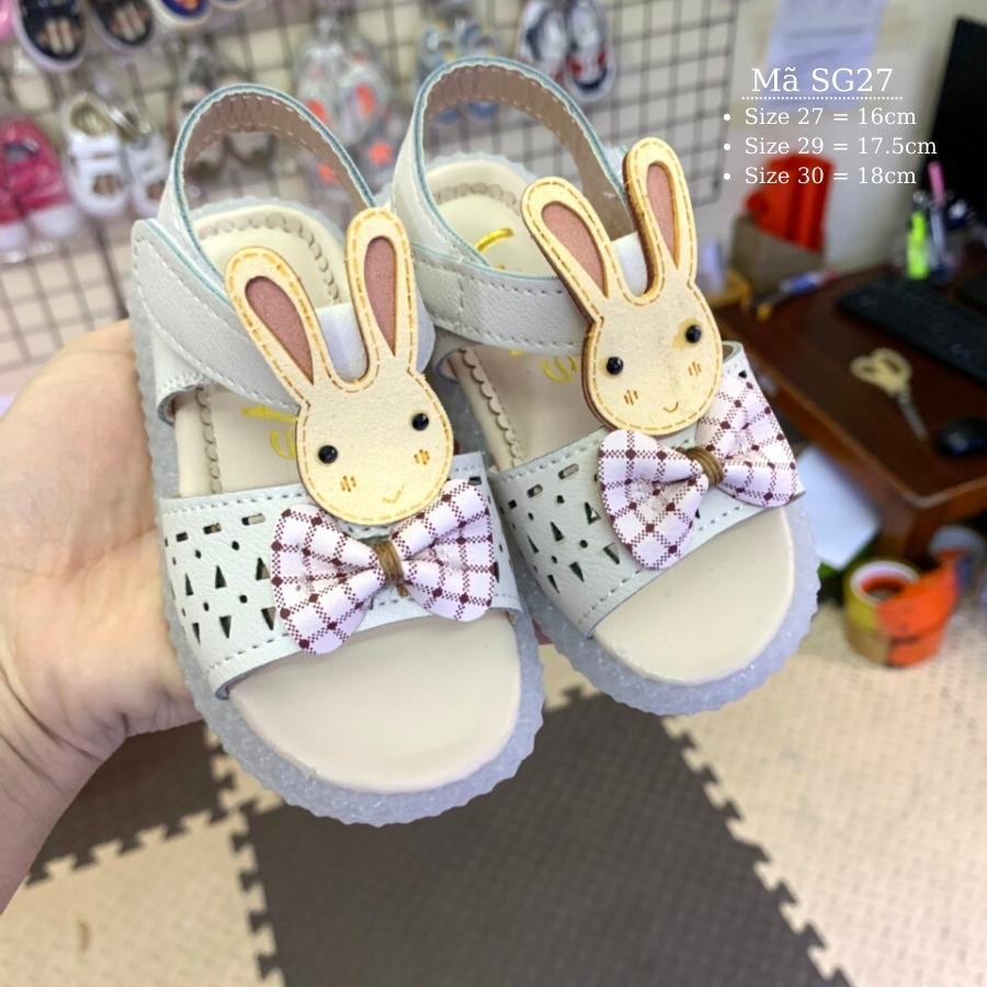 Sandal bé gái hình thỏ da mềm êm màu trắng dễ thương cho bé đi học đi biển mùa hè 4, 5 tuổi thời trang trẻ em NHÍM SG27
