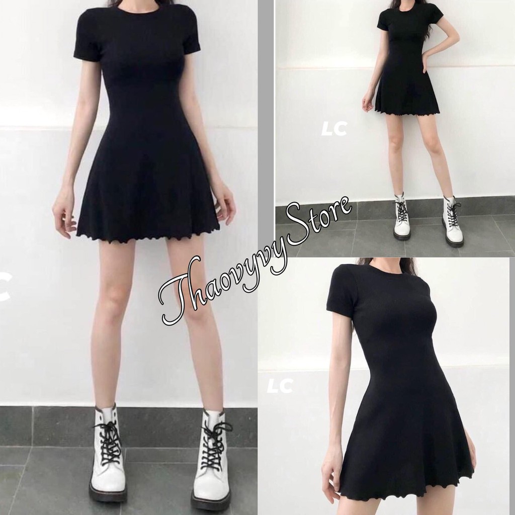 Váy Đen Đuôi Bèo Côc Tay Nữ, 🌼 Thaovystore 🌼, Đầm Dáng Ôm BoDy, Váy Màu Đen Co Dãn