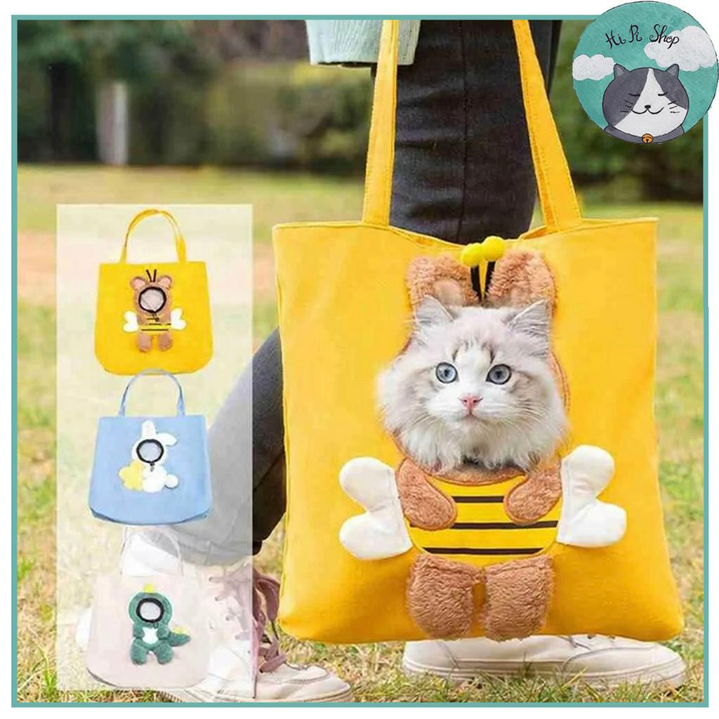 Túi Đeo Bằng Vải Canvas Vận Chuyển Chó Mèo Họa Tiết Hoạt Hình Dễ Thương Túi Du Lịch Cho Thú Cưng