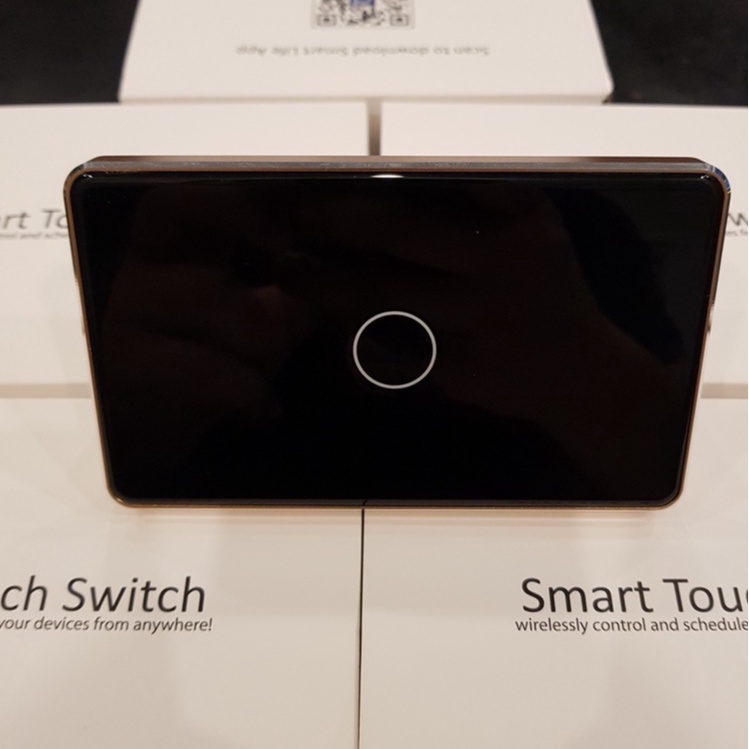 Công tắc thông minh wifi/ zigbee 3.0 tuya viền nhôm vàng cao cấp, mặt kính 2.5D