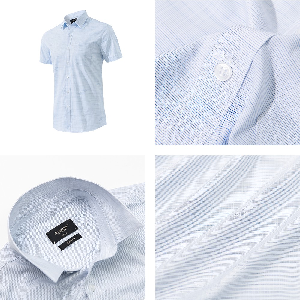 Áo sơ mi nam ngắn tay Biluxury hoạ tiết caro chìm form chuẩn thanh lịch trẻ trung 4SMCH004XNH | BigBuy360 - bigbuy360.vn