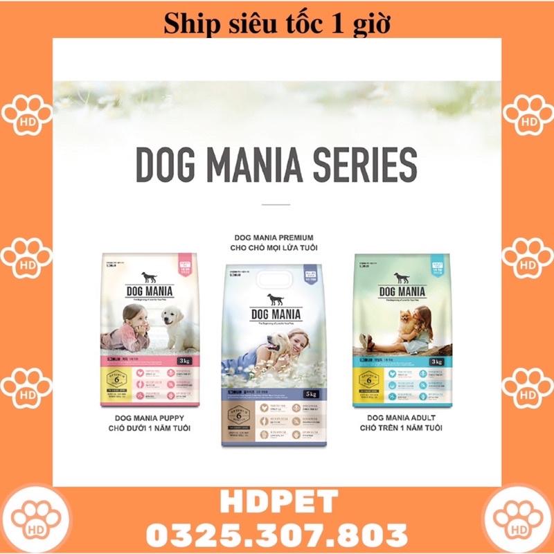 Thức ăn hạt cho chó trên 1 tuổi DOG MANIA 5kg- giảm mùi hôi của phân, nguyên liệu cao cấp