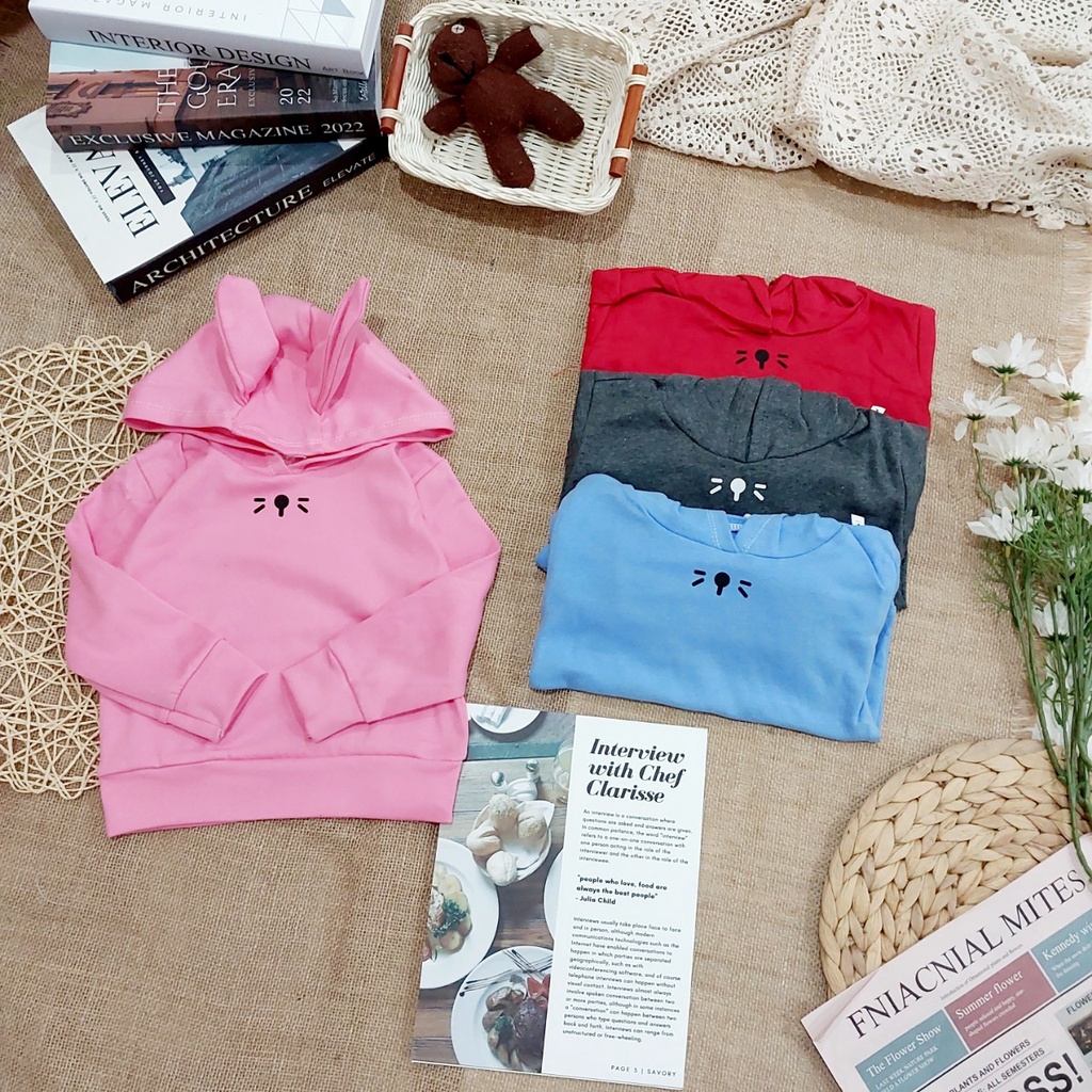 (8-20kg) Áo hoodies tai mèo dễ thương QATE383 cho bé gái TB125