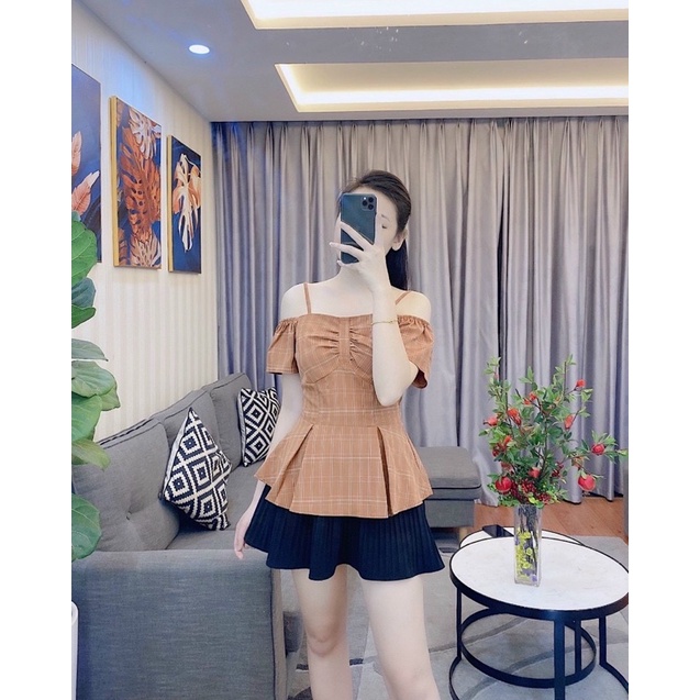 Bán sỉ áo kiểu dây kẻ  chất voan
