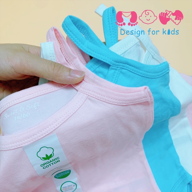 Body chip hai dây xuất dư màu trơn vải cotton cao cấp cho bé gái