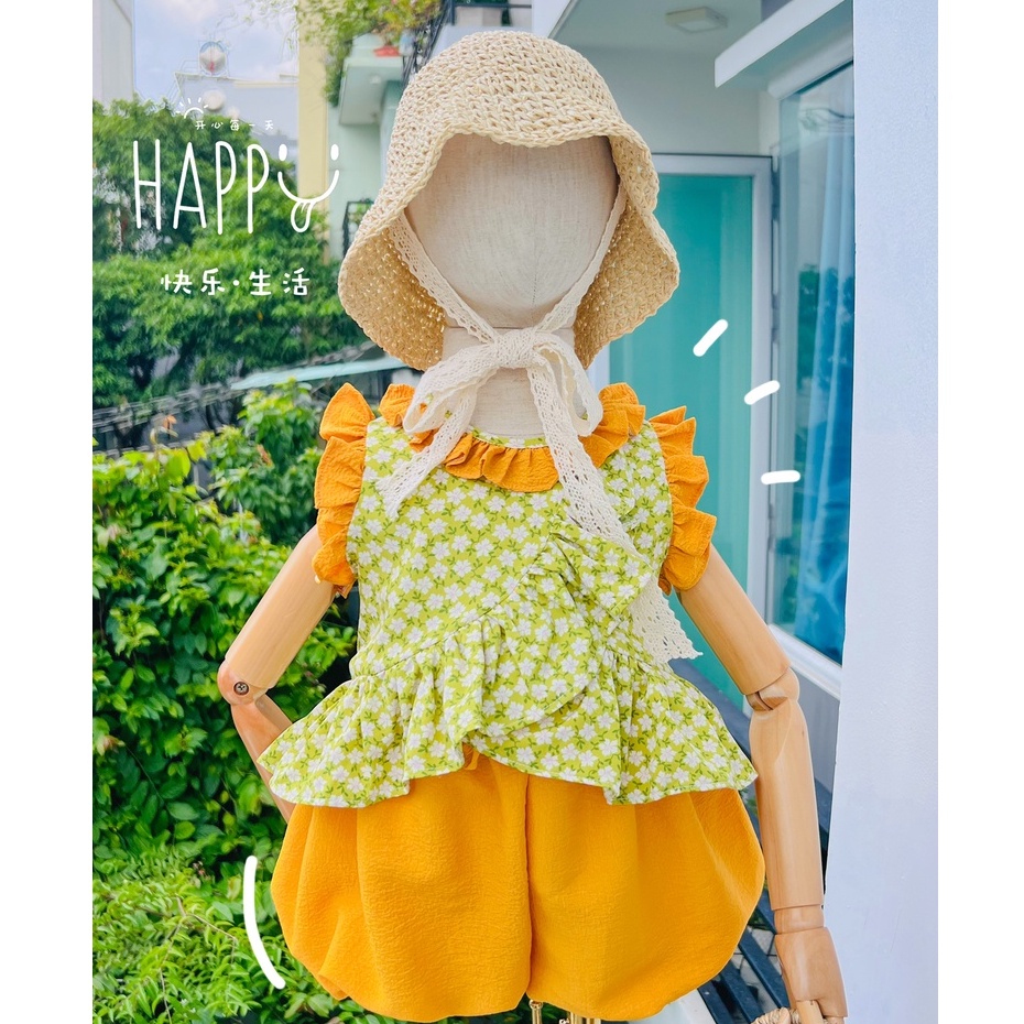 Set đồ bé gái dáng bí ngô sát nách sơ sinh 1 2 tuổi MINTSCLOSET Mint's Closet - GA2095