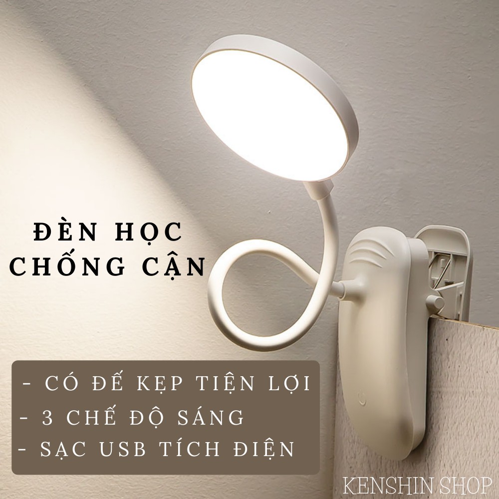 Đèn học kẹp bàn chống cận tích điện, đèn học để bàn học tập, làm việc KENSHIN SHOP