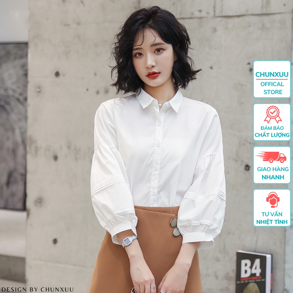 Áo sơ mi nữ trắng tay phồng thời trang thiết kế trẻ trung thanh lịch ChunXuu SP22