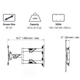 Giá treo, Khung treo tivi xoay đa năng North Bayou NB-P4 từ 32 đến 55 inch - Tải trọng tối đa 27Kg - Xoay mọi góc độ