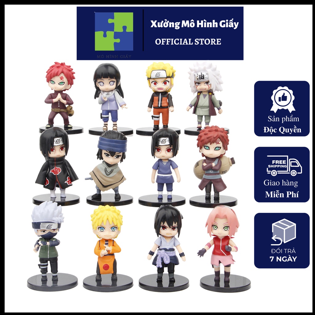 Mô hình Naruto ChiBi 12 nhân vật cao 7cm,Figure anime Naruto chibi thế hệ mới