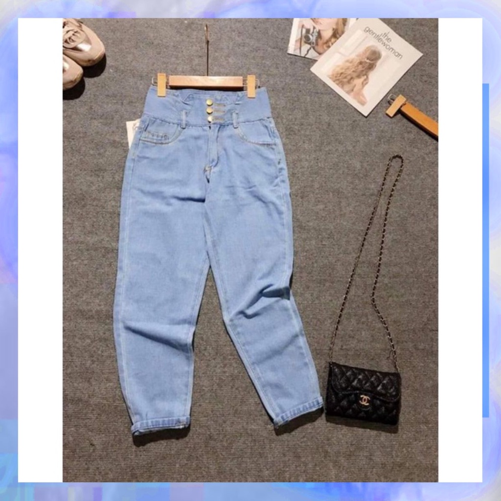 Quần bò 3 cúc cạp V dáng baggy cạp siêu cao.hangtotgiare98