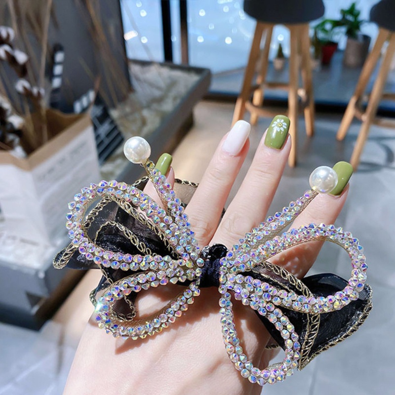 Dây Buộc Tóc Vải Tuyn Mềm Co Giãn Đính Đá Dễ Thương Cho Bé Gái Giá Đỡ