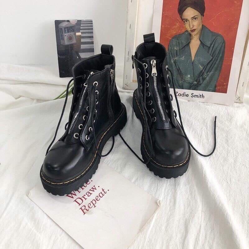 Giày BOOTS KHOÁ KÉO CAO CỔ ĐI HAI KIỂU ulzzang kèm ảnh thật hình cuối