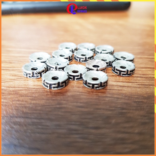 Charm vòng tay kim loại dạng bánh xe chặn khắc chữ T mix vòng tay - Luck Ring