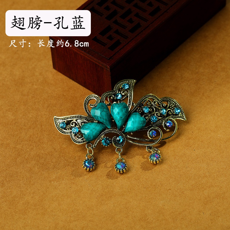 Kẹp Tóc Ruy Băng Đính Hình Bướm Tua Rua Kiểu Hán Phục Cổ Điển