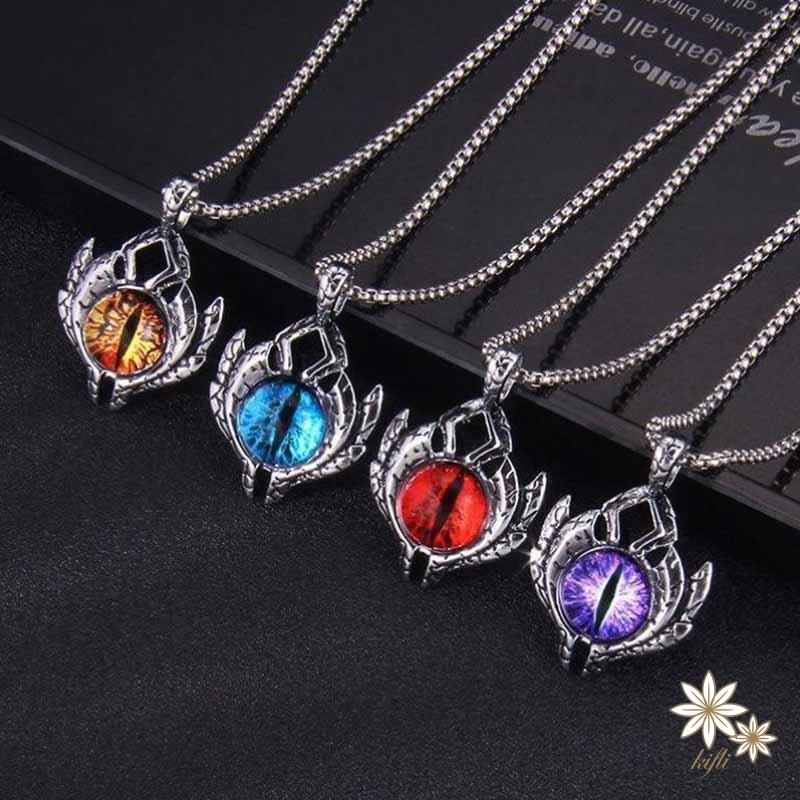 Vòng cổ Bạc Mặt Hình Mắt Quỷ ​Màu Xanh ​Dương 202