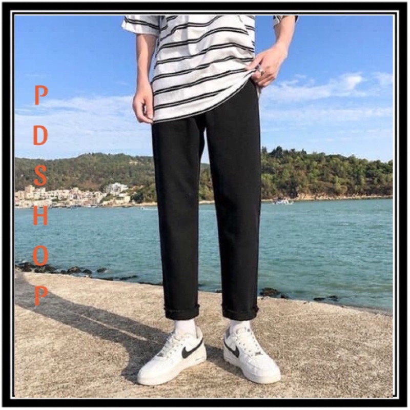 Quần baggy nam quần jean bò baggy nam dáng Unisex hàng Quảng Châu phong cách Hàn Quốc PDShop | BigBuy360 - bigbuy360.vn