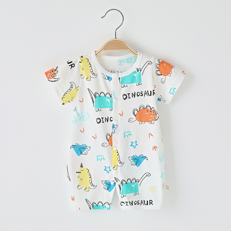 Bộ Áo Liền Quần Tay Ngắn Vải Cotton In Hình Chuột Mickey Cho Bé Sơ Sinh 0-24 Tháng Tuổi