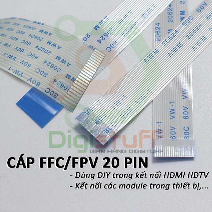 Cáp phẳng 20 pin AWM 20624 thay cáp tín hiệu camera Vitacam và các thiết bị điện tử khác