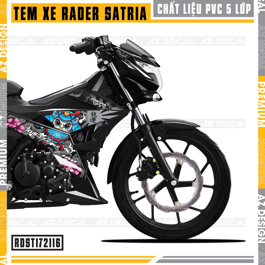 Tem Rời Xe Suzuki Raider - Satria Mẫu Hoa Satan | RDST172116 | Chất Liệu PVC Chống Nước, Đa Dạng Màu Tem Cho Xe