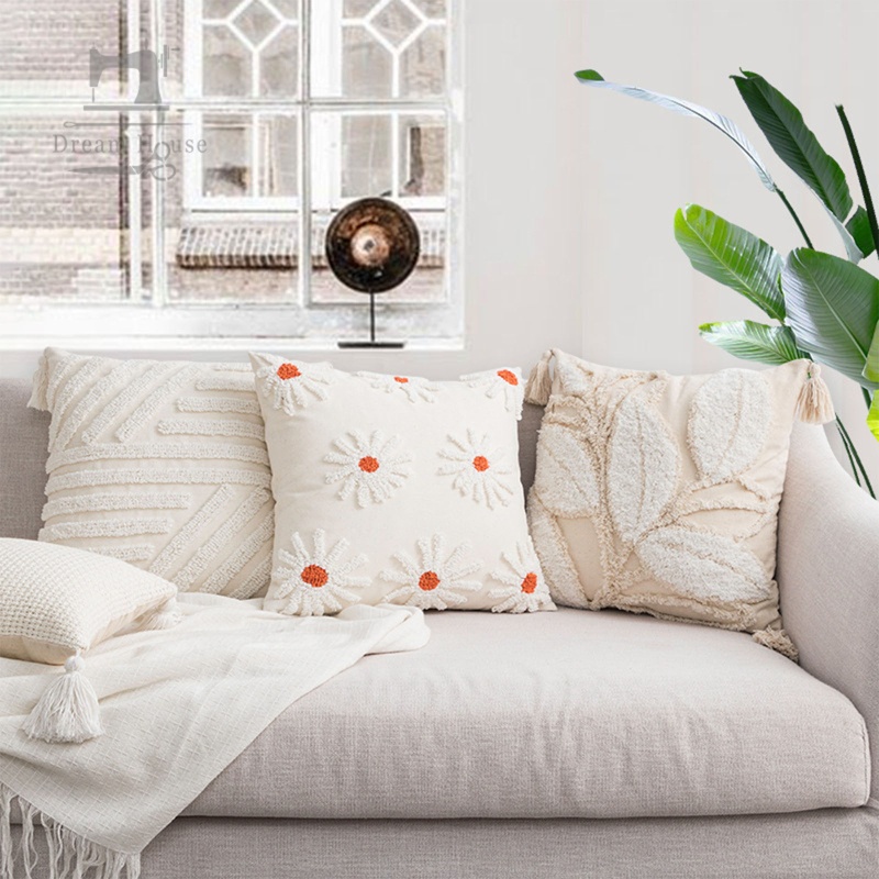 Vỏ Gối Sofa Trang Trí Tua Rua Phong Cách Bắc Âu