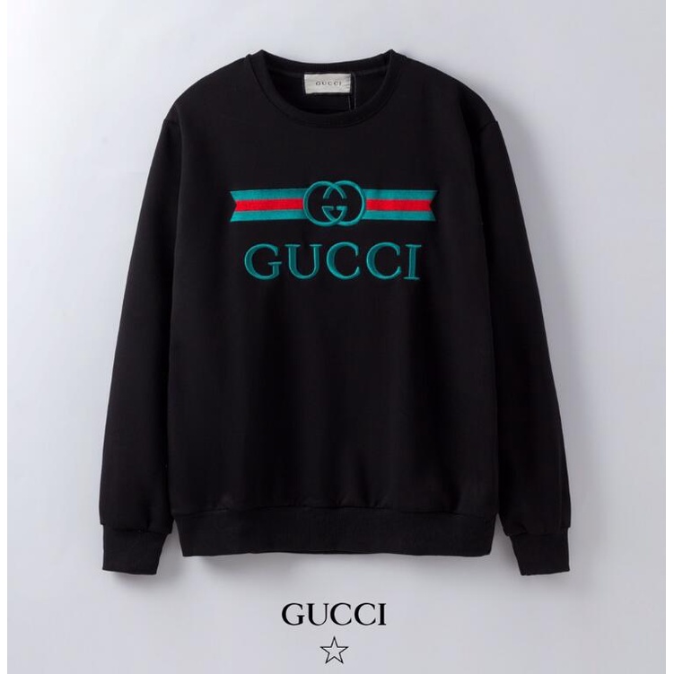 Áo Sweater Gucci Cổ Tròn Chất Liệu Cotton Thêu Họa Tiết Thời Trang Cho Nam Nữ