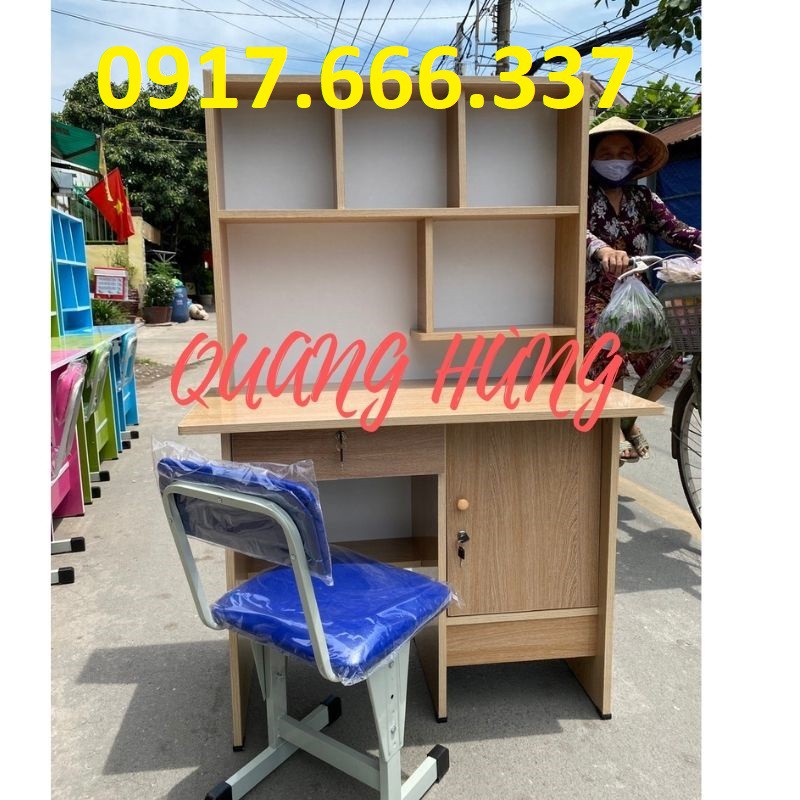 Bộ bàn học sinh ván okal 1m màu kem dành cho bé - tặng kèm hình dán cho bé | BigBuy360 - bigbuy360.vn