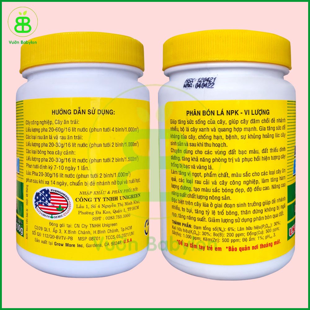phân bón lá NPK 6-30-30 hộp 100g