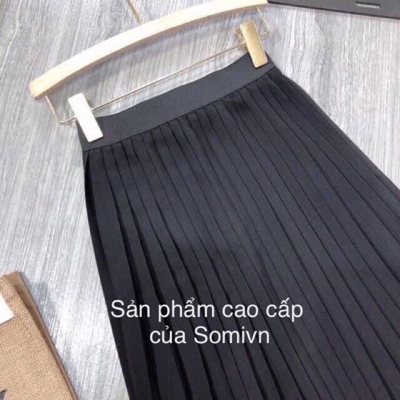 Chân váy nữ, chân váy dập ly dài màu đen freesize <54kg SKUCV-16A  1990clother