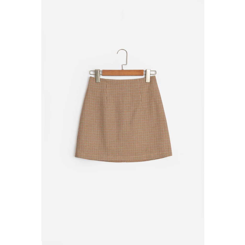 [Mã FAXANH55 giảm 10K đơn 50K] Chân Váy Chữ A Ngắn Kẻ Cam[Madelen]