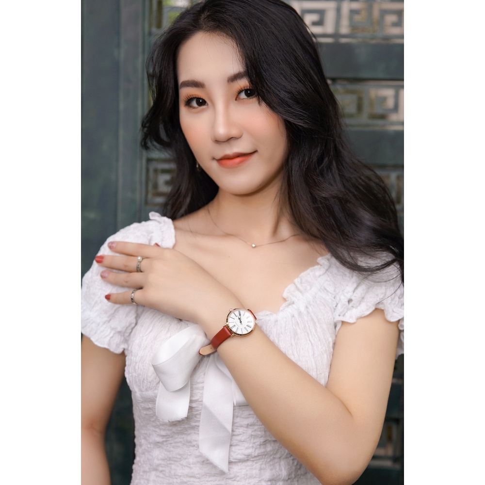 Đồng hồ nữ Julius Hàn Quốc JA-1300 dây da mặt số La Mã thanh lịch