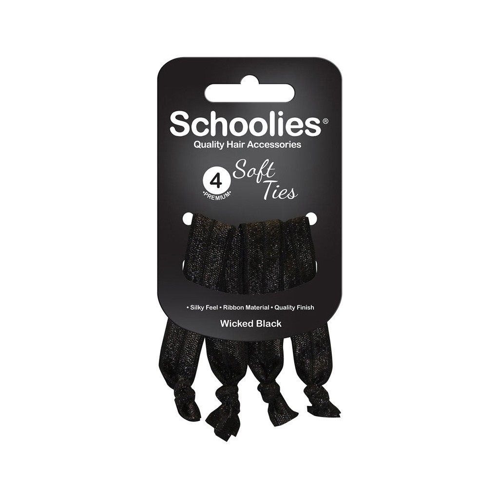 Bộ 4 dây cột tóc ánh kim tuyến Schoolies, màu xanh dương đậm, xanh dương, đỏ đô, xanh lá đậm, vàng, nâu, đen, đỏ