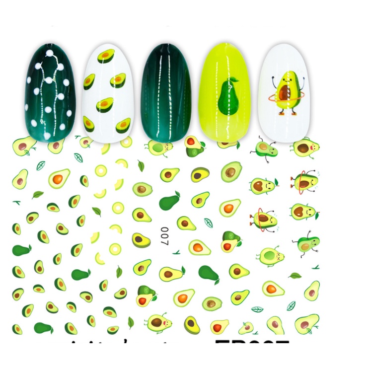 sticker hoa quả trang trí nail