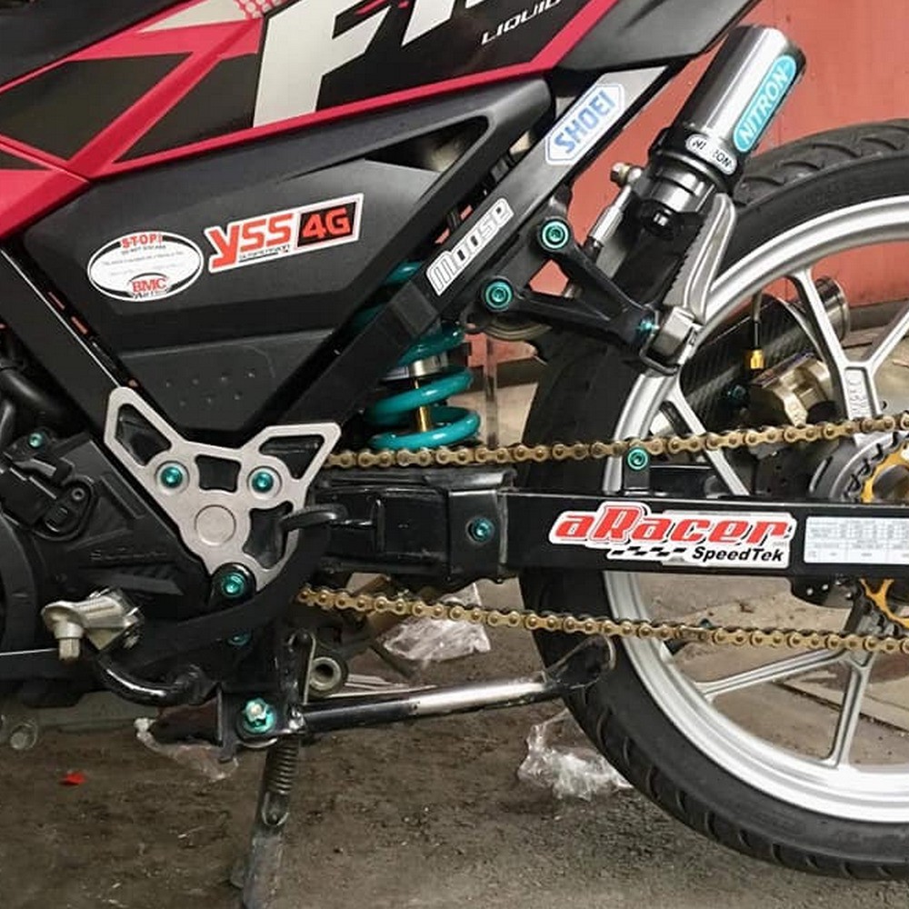 [GIÁ SĨ] Nẹp sườn che ben đạp xe SATRIA, RAIDER nhôm nguyên khối CNC, NẸP GẤP ( TẶNG KÈM LOGO SU TITTANIUM )