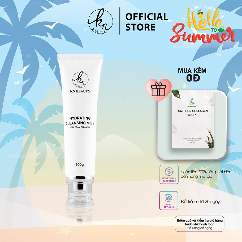 Sữa Rửa Mặt Ngừa Mụn Trắng Da KN Beauty Cleansing Milk 100g