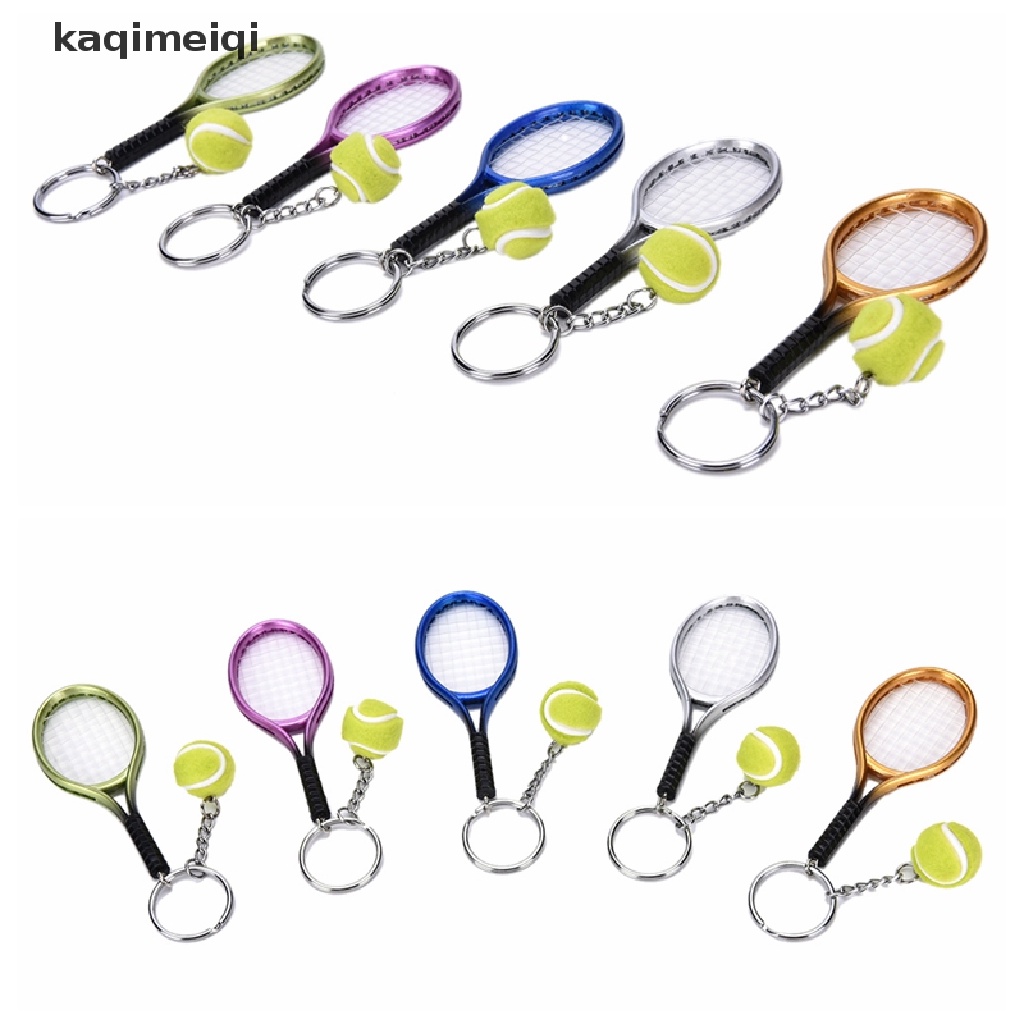 [KAQ] Fashion Metal Creative 3D Tennis Rackets Ball Key Chain Key Ring Gift Keychains GJL